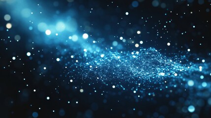 Wall Mural - Abstract Blue and Teal Background with Glowing Particles and Light