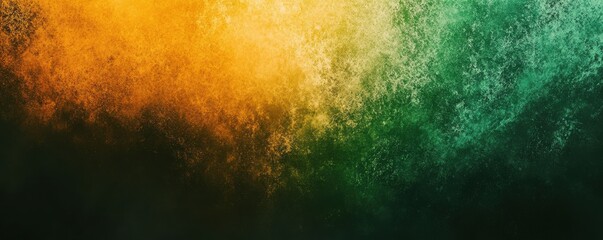 Wall Mural - a grainy abstract gradient background in shades of green and orange, set against a black background,