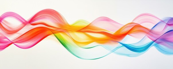 Wall Mural - abstract waves of colorful paint on a white canvas, artistic modern design, creative expression.