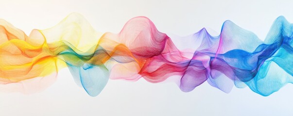 Wall Mural - abstract waves of colorful paint on a white canvas, artistic modern design, creative expression.