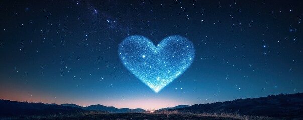 Wall Mural - a heart-shaped constellation glowing brightly in a clear night sky, 4k photo.