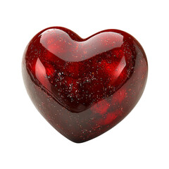 Wall Mural - shiny red heart shaped object with glitter effect isolated on transparent background