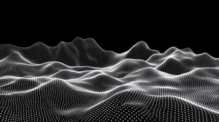 Abstract White Gridded Wavy Landscape