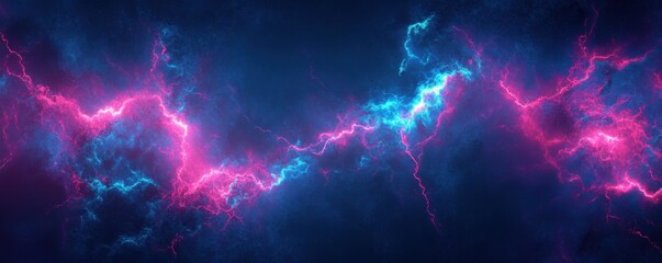 Wall Mural - an abstract lightning pattern in vivid electric blue against a dark background, 4k photo.