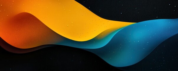 Wall Mural - a lively, grainy background with an abstract gradient shape in yellow, blue, and orange, featuring a