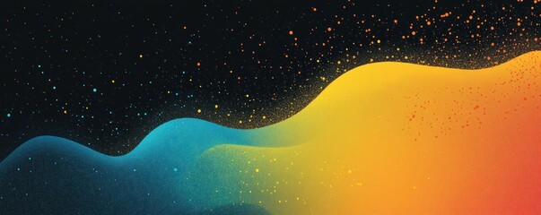 Wall Mural - a lively, grainy background with an abstract gradient shape in yellow, blue, and orange, featuring a