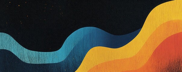Wall Mural - a lively, grainy background with an abstract gradient shape in yellow, blue, and orange, featuring a