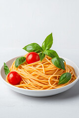 Wall Mural - Plate of pasta with sauce, isolated on white background