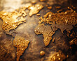 © thien - detailed map of world depicted in shimmering gold tones, symbolizing wealth and unity