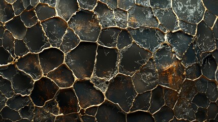 The cracks form an intricate and natural pattern that resembles a web-like structure.
