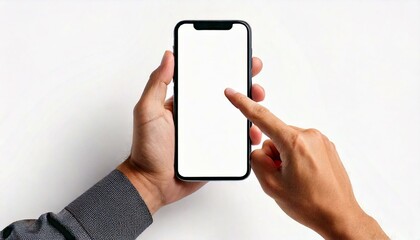 smartphone with a blank screen on a white background. smartphone mockup closeup isolated on white ba