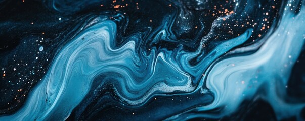 Wall Mural - blue black abstract gradient background grain texture effect dark vibrant color flow wave copy space