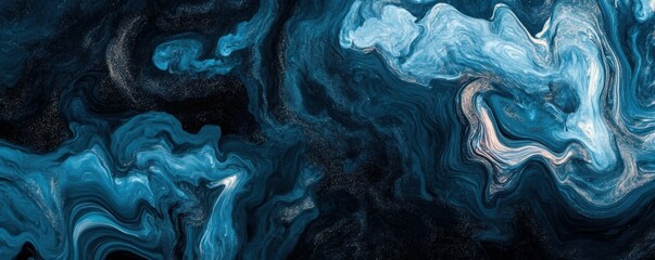 Wall Mural - blue black abstract gradient background grain texture effect dark vibrant color flow wave copy space