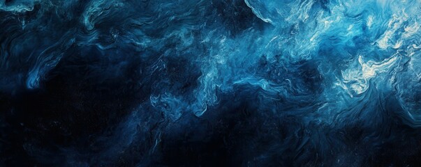 Poster - Blue black abstract gradient background grain texture effect dark vibrant color flow wave copy space