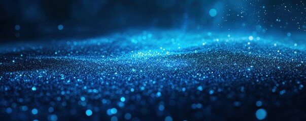 Wall Mural - blue gradient background grainy glowing blue light on dark backdrop noise texture effect banner head