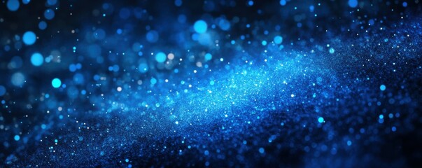 Wall Mural - blue gradient background grainy glowing blue light on dark backdrop noise texture effect banner head