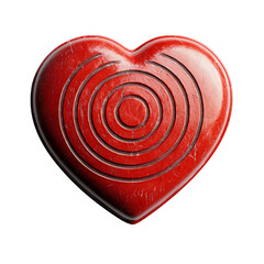Wall Mural - red heart with circular patterns and textured surface isolated on transparent background