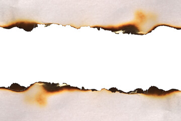 realistic burnt paper edge isolated on transparent white background. burning edge paper texture. ide