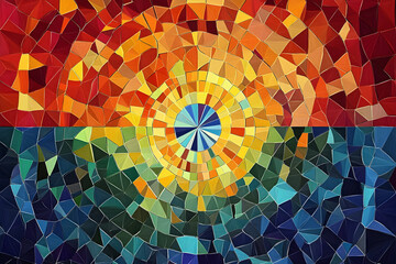 Colorful radial mosaic pattern design with vibrant colors and geometric symmetry --ar 3:2 - Image #3 @Celeste