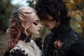 Gothic - punk weeding portrait	
