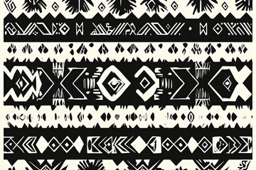 Geometric black and white ethnic seamless pattern with intricate shapes and tribal motifs --ar 3:2 - Image #4 @Celeste