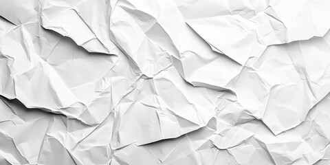 Textured white crumpled paper background with varying folds and shadows creating depth and dimension across the entire surface area.