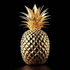 Aufkleber - Luxurious golden pineapple stands elegantly against a dark backdrop showcasing its intricate design and opulence. Generative AI
