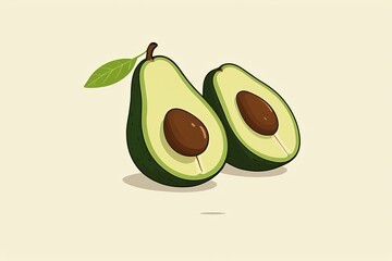 Sticker - there are two halves of avocado with a leaf on top