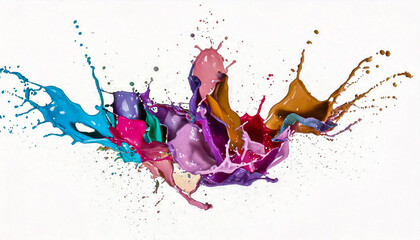 Wall Mural - Colorful paint splashes on white, version 4