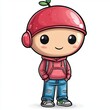 © fadillah - Adorable Cartoon Boy Wearing a Red Fruit Hat