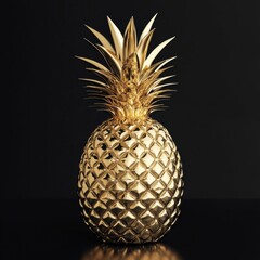 Aufkleber - Luxurious golden pineapple displayed elegantly against a dark backdrop for visual appeal. Generative AI