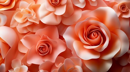 Wall Mural - Peachy Keen: A Stunning Close-Up of Paper Roses