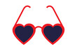 © Monika Jurczyk - Heart-shaped sunglasses in red frame with dark lenses on isolated white background, romantic, fun fashion accessory for summer, Valentine's, Galentine's Day and love themed designs