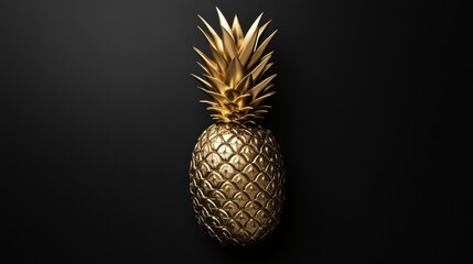 Aufkleber - Luxurious golden pineapple crafted with intricate details, perfect for decor in upscale settings or tropical themed events. Generative AI