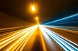© Thanapong - Illuminated highway tunnel at night captivating light trails urban infrastructure dynamic perspective exploring the concept of speed and movement