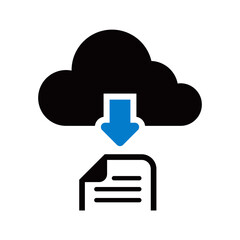 Sticker - Cloud file download sign on transparent background