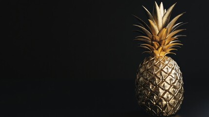 Aufkleber - Luxurious golden pineapple stands elegantly against a dark backdrop showcasing its unique charm and opulence. Generative AI