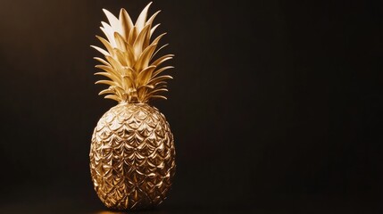 Aufkleber - Luxurious golden pineapple displayed on a dark surface in an elegant setting during an upscale event. Generative AI