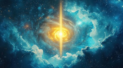 Wall Mural - a view from space to a spiral galaxy and stars. universe filled with stars.