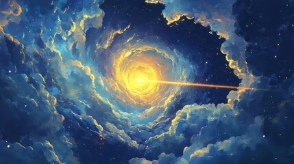 Wall Mural - a view from space to a spiral galaxy and stars. universe filled with stars.