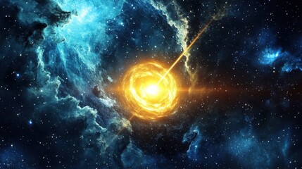 Wall Mural - a view from space to a spiral galaxy and stars. universe filled with stars.