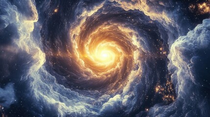 Wall Mural - a view from space to a spiral galaxy and stars. universe filled with stars.
