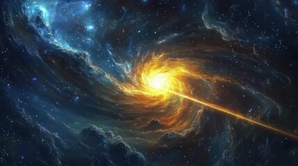 Wall Mural - a view from space to a spiral galaxy and stars. universe filled with stars.
