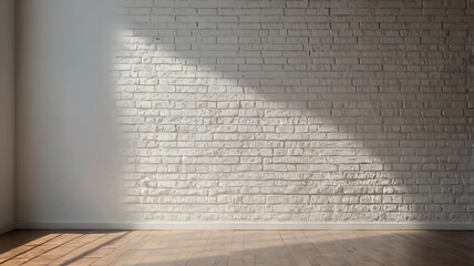 Wall Mural - white wall background with shadow for product presentation in stock photo.