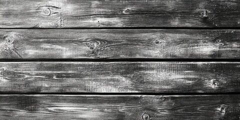 Wall Mural - Aged black and white wooden planks background with visible grain patterns and knots arranged horizontally for textured design applications