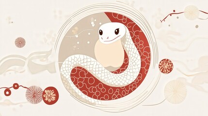 Wall Mural - A stylish Year of the Snake New Years card for 2025