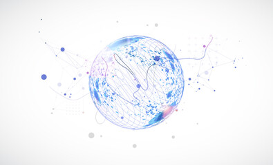 Leinwandbilder - Abstract sphere background with plexus effect. 3D surface. Vector.