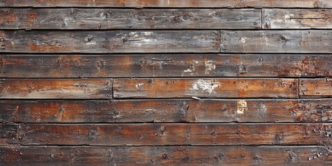 Wall Mural - Weathered brown wood planks with rustic texture deep fissures and peeling paint background with ample copy space for design use