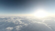 © Putu - Serene aerial view of fluffy cloudscape, sunlit expanse above, peaceful flight perspective.