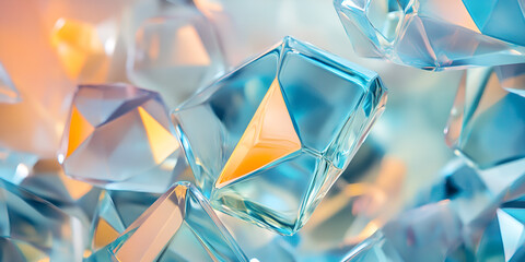 Canvas Print - crystalline abstract: a mesmerizing close-up shot of translucent, geometric shapes, reminiscent of p